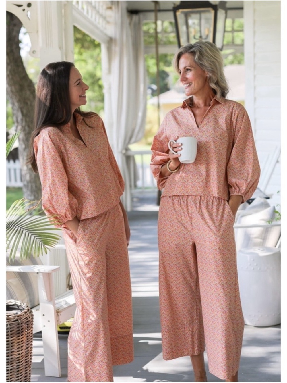 Quiet Culture Dessign Relaxed Floral Wide-Leg Jumpsuit — Peach
